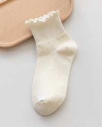Cotton Ruffle Trim Ankle Socks
