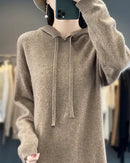 Merino Wool Hooded Midi Knit Dress