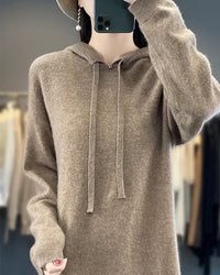 Merino Wool Hooded Midi Knit Dress