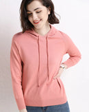 Hooded Loose-Fit Solid Knit Pullover Sweater