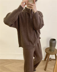 O Neck Sweater & Wide Leg Pants TrackSuit
