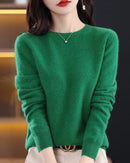 Merino Wool O-Neck Knit Sweater