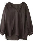 New V-Neck Drawstring Lightweight Shirt