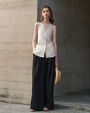Elegant Linen V-Neck Backless Sleeveless Vest