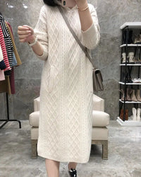 Cable-Knit Cashmere Hooded Dress