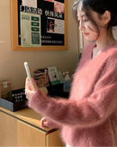 Cashmere Fluffy V-Neck Pullover