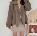 Turn Down Collar Double Breasted Short Wool Coat