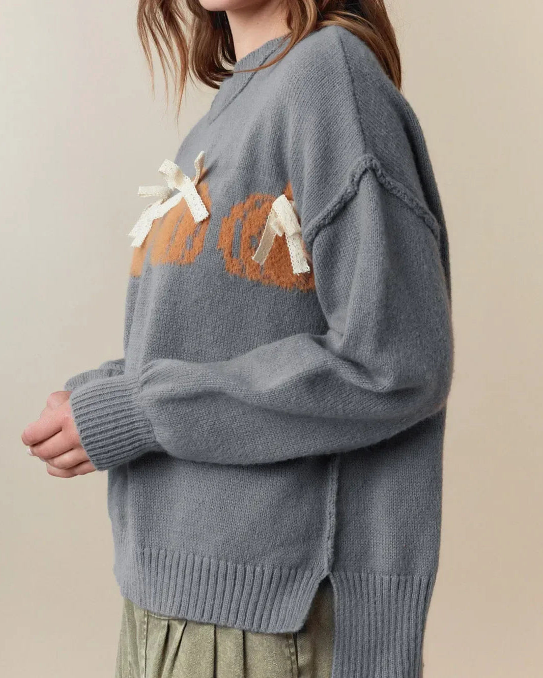 Pumpkin Bow Knit Pullover