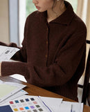 Half High Collar Cashmere Cardigan