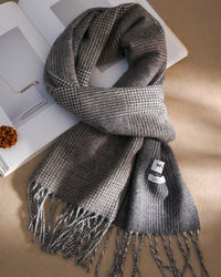 Plaid Wool Fringe Scarf