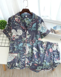 Floral Print Short-Sleeve Pajama Set