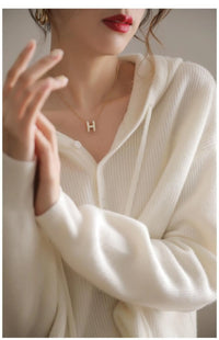 Drawing Pure Wool Knitted Hoodie