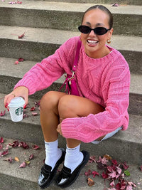 Crew Neck Vintage Pink Pullover