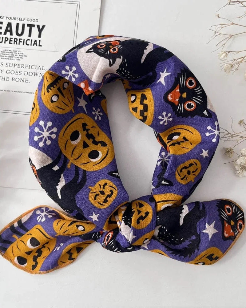 Floral Print Small Square Scarf