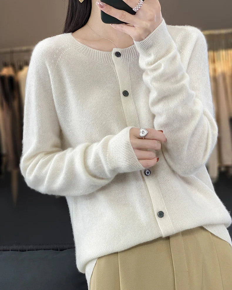 Pure Wool O-Neck Cardigan
