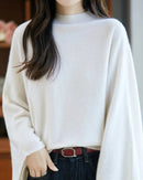 Relaxed Wool Mock Neck Sweater