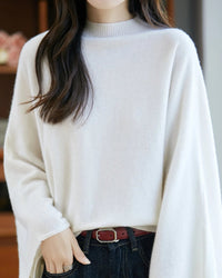 Relaxed Wool Mock Neck Sweater