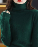 High-Neck Mink Cashmere Pullover Sweater