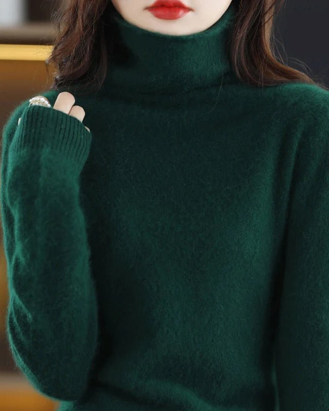 High-Neck Mink Cashmere Pullover Sweater