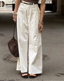 High-Waisted Wide-Leg Cotton Trousers
