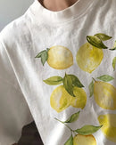 Lemon Print Knit Cotton Tee