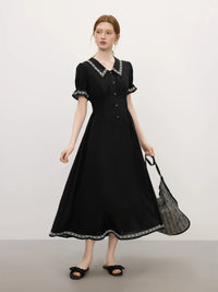 Tencel Linen Short Sleeve Little Black Dress