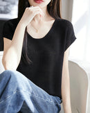 Crew-Neck Sleeveless Knit Top