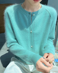 Soft Mink Cashmere O-Neck Cardigan