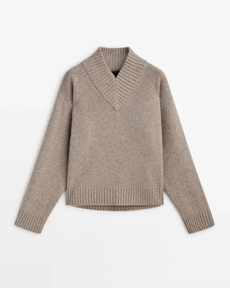 Wool Blend V-Neck Simple Sweater
