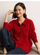 Cashmere Knitted Turn-down Collar Shirt