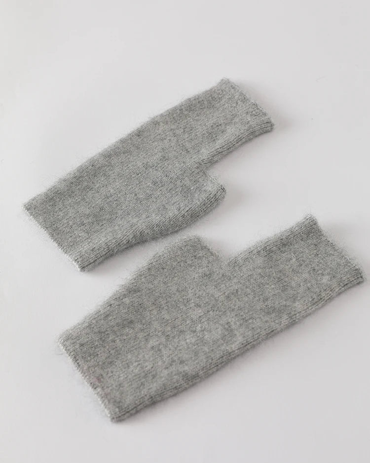 Raccoon Wool Fingerless Thumb Hole Gloves