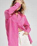 Lapel Collar Single-Breasted Loose-Fitting Shirt