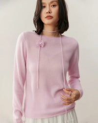 Cashmere Rolled-Up Round Neck Loose Sweater