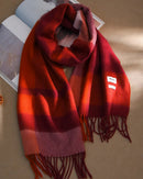 Plaid Wool Fringe Scarf