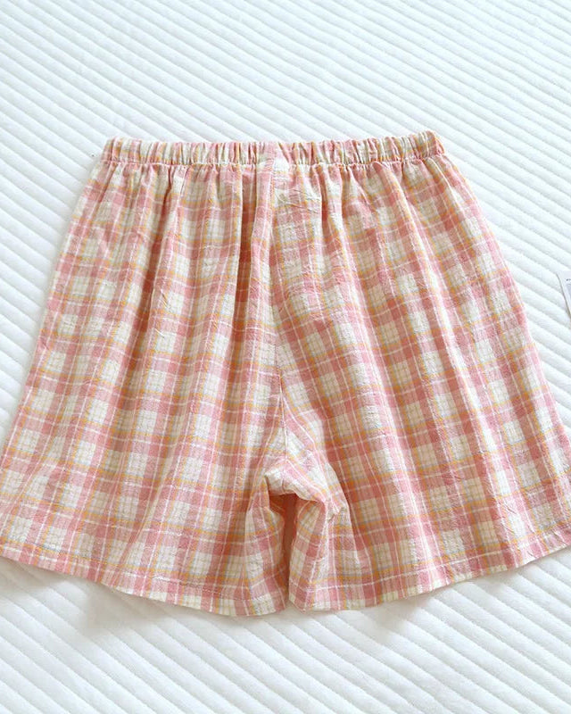 Cotton Plaid Sleep Shorts