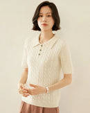 Cashmere Cable Knit Short Sleeve Top