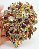 Stylish Gold-Plated Gemstone Brooch