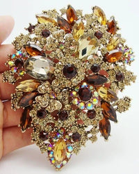 Stylish Gold-Plated Gemstone Brooch