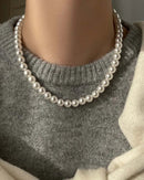 Pearl Beaded Magnetic Clasp Clavicle Necklace