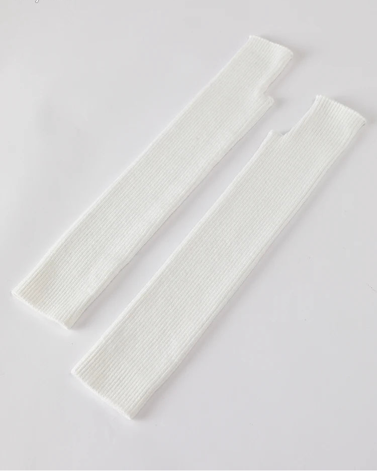 Wool Blend Knit Long Arm Warmers