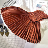 Velvet High Waist Pleated Skirt