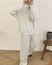 O Neck Sweater & Wide Leg Pants TrackSuit