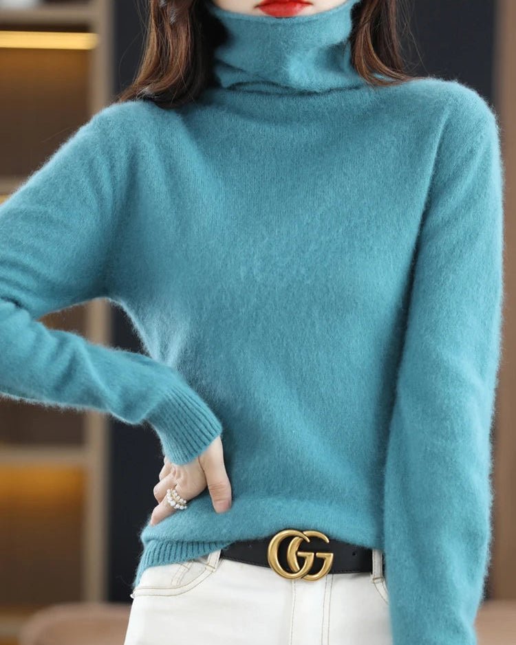 Pure Mink Cashmere Turtleneck Sweater