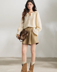 Relaxed Pleat-Front Wide-Leg Shorts