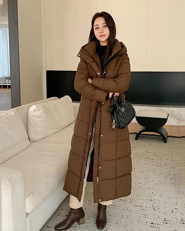 Long Hooded Quilted Puffer Coat
