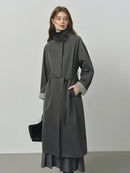 Long Stand Collar Windbreaker Trench Coat