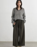 High-Waist Pleated Wide-Leg Casual Trousers