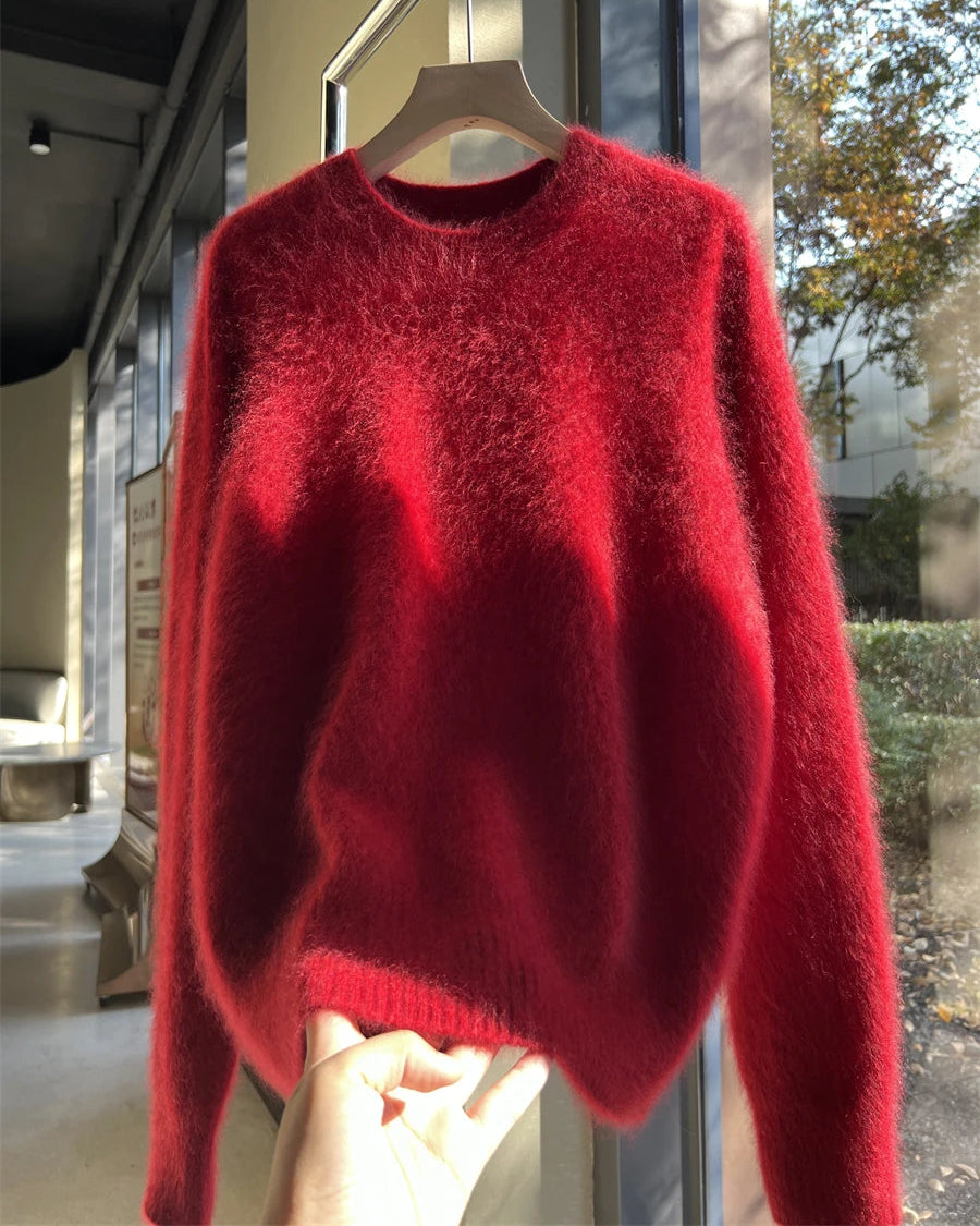 Cashmere Fluffy Round-Neck Pullover