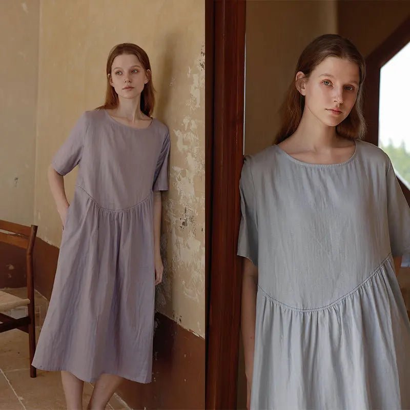 Round Neck Cotton Double-layer Nightdress