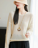 Pure Cotton Openwork Long-Sleeve T-Shirt